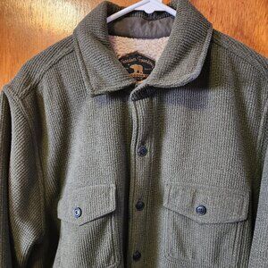 Men's Medium Freedom Foundry Green Sherpa Lined Long Sleeve Button Down Shacket